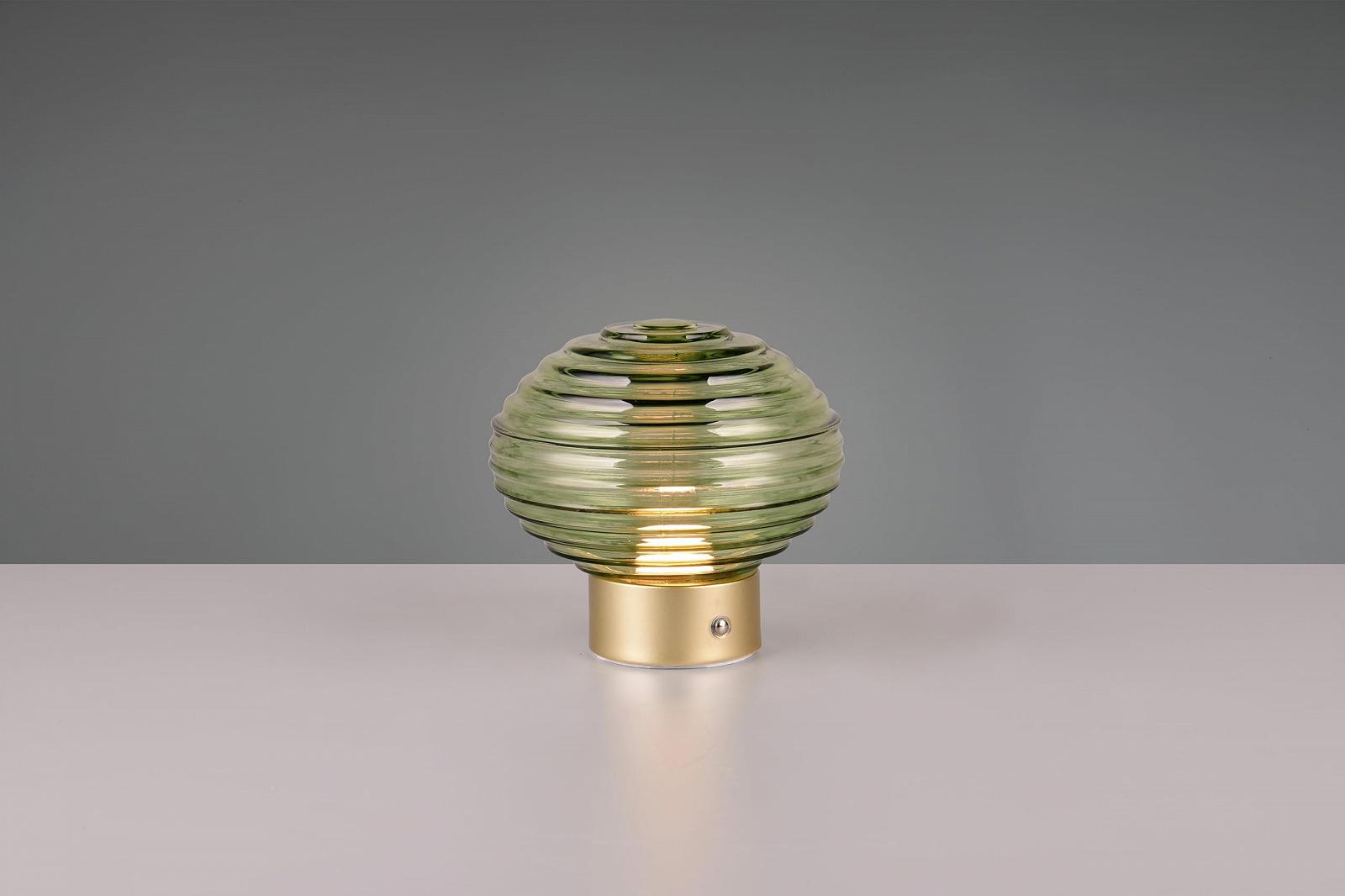 Настільна лампа Reality Leuchten Earl R57771115 LED акумуляторна латунь матова скло 1.5 Ват 4-рівневий сенсор Зелена, фото №3