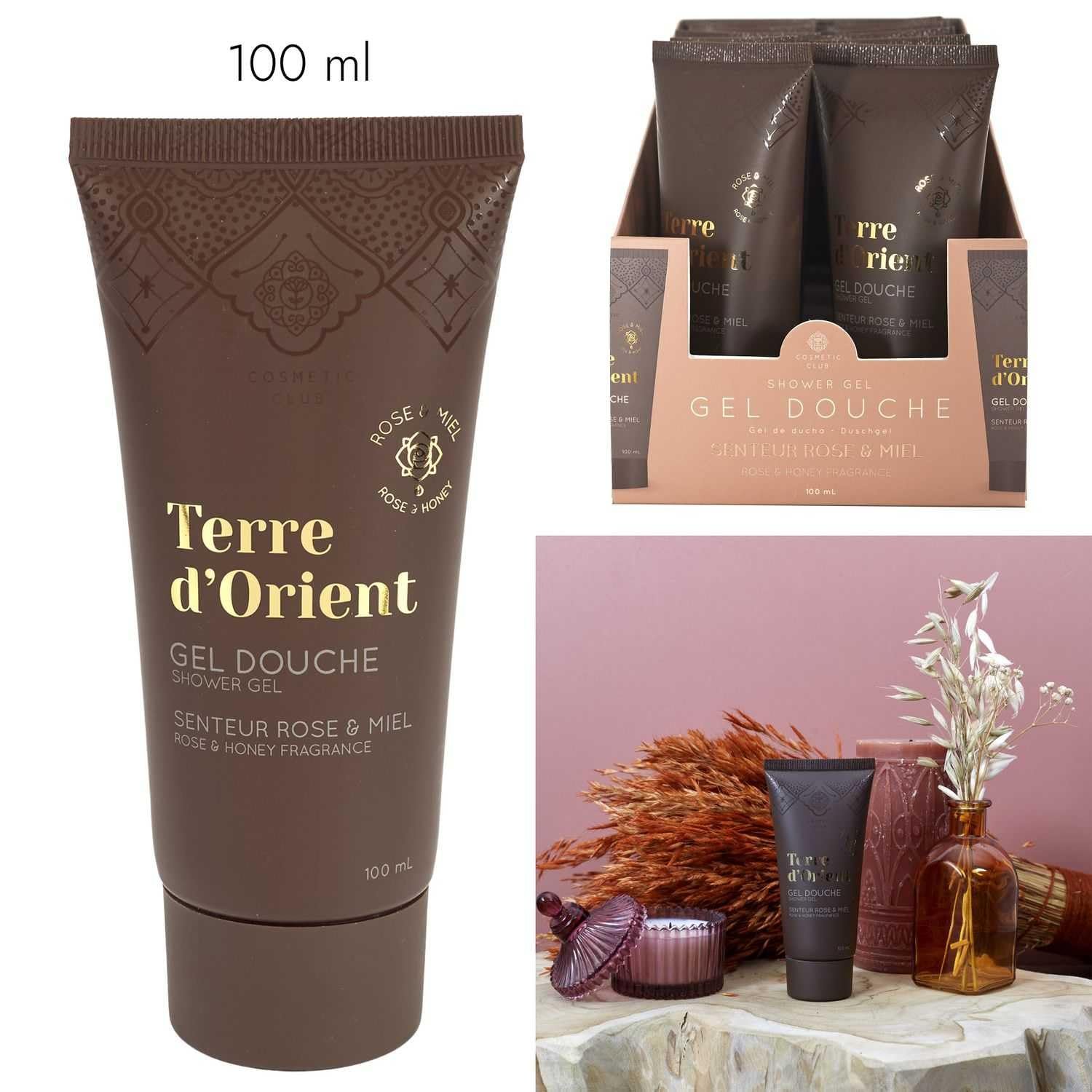 Гель для душу COSMETIC CLUB Terre d'Orient SC0610 з ароматом троянди та меду зволожуючий та пом'якшувальний 100 мл, фото №2