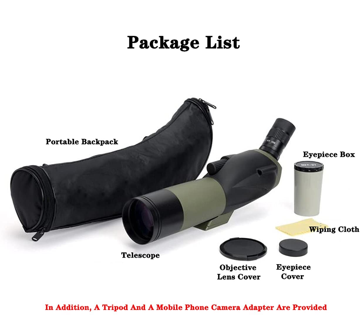 Телескопический монокуляр Spacmirrors 22-66x100 Super Telephoto Zoom Bak4 Призма Водонепроницаемый с треногой для мобильного телефона, фото №7