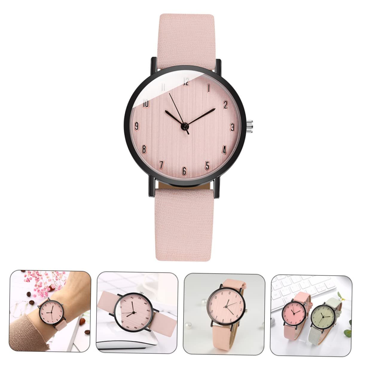 Кварцевые часы LIFKOME Женские Большие с браслетом Серебряные с бежевым кожаным ремешком, фото №7