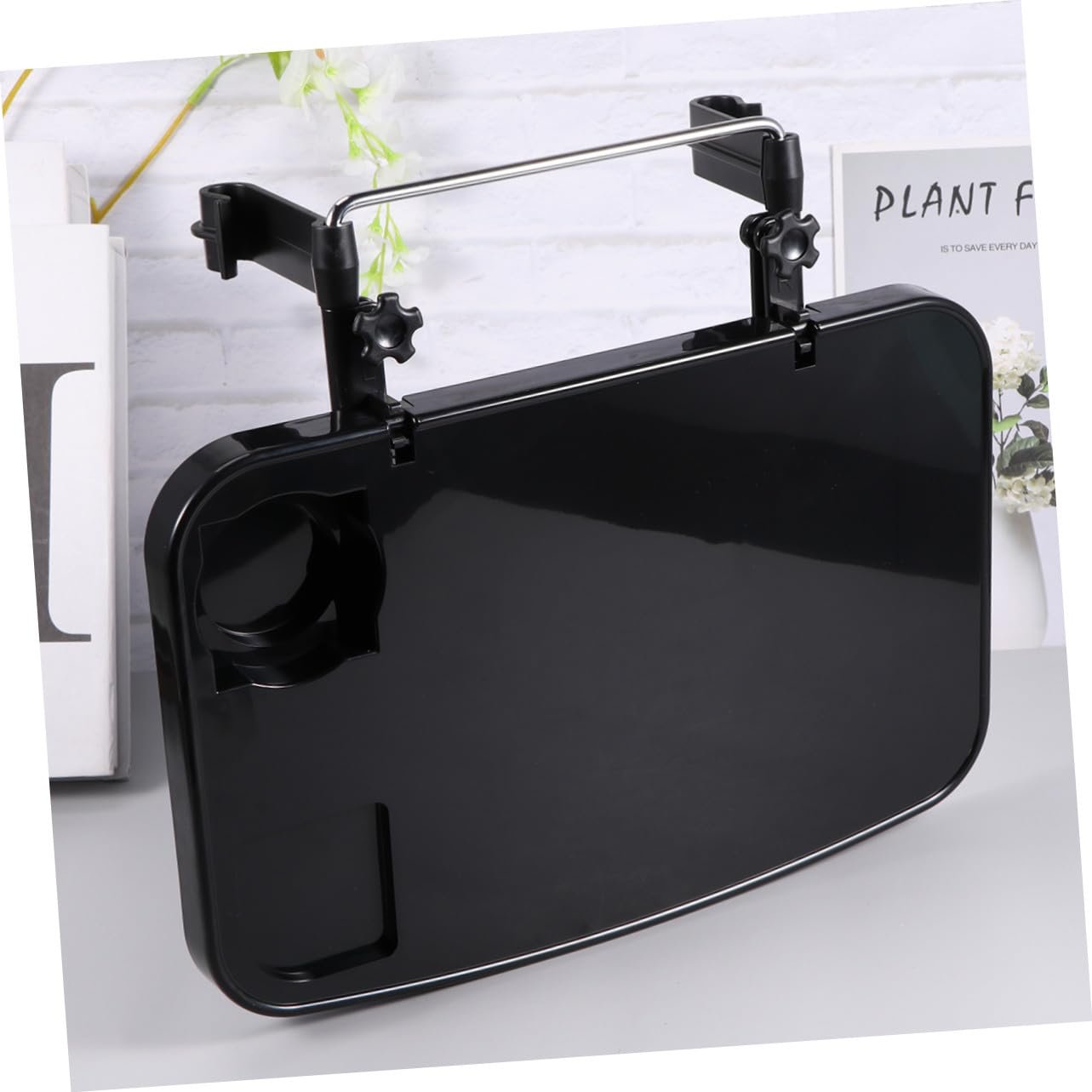 Столик на руль автомобиля складной с регулируемым углом наклона, многофункциональный держатель для ноутбука и органайзер для еды и напитков, портативный маленький столик для заднего сиденья и подстаканник, фото №9