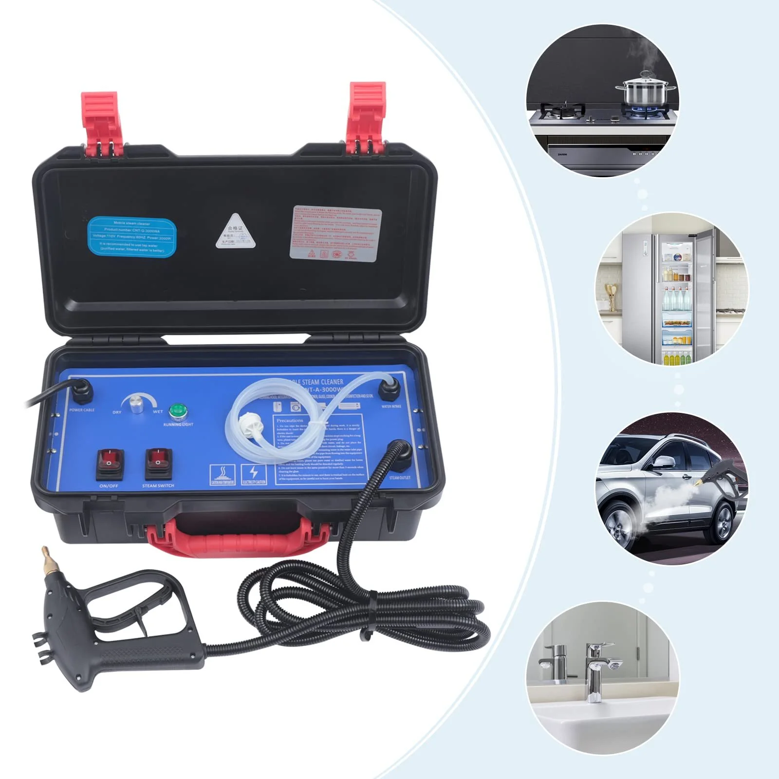 Пароочисник 3000 Вт високого тиску переносний побутовий багатофункціональний ручний, фото №5