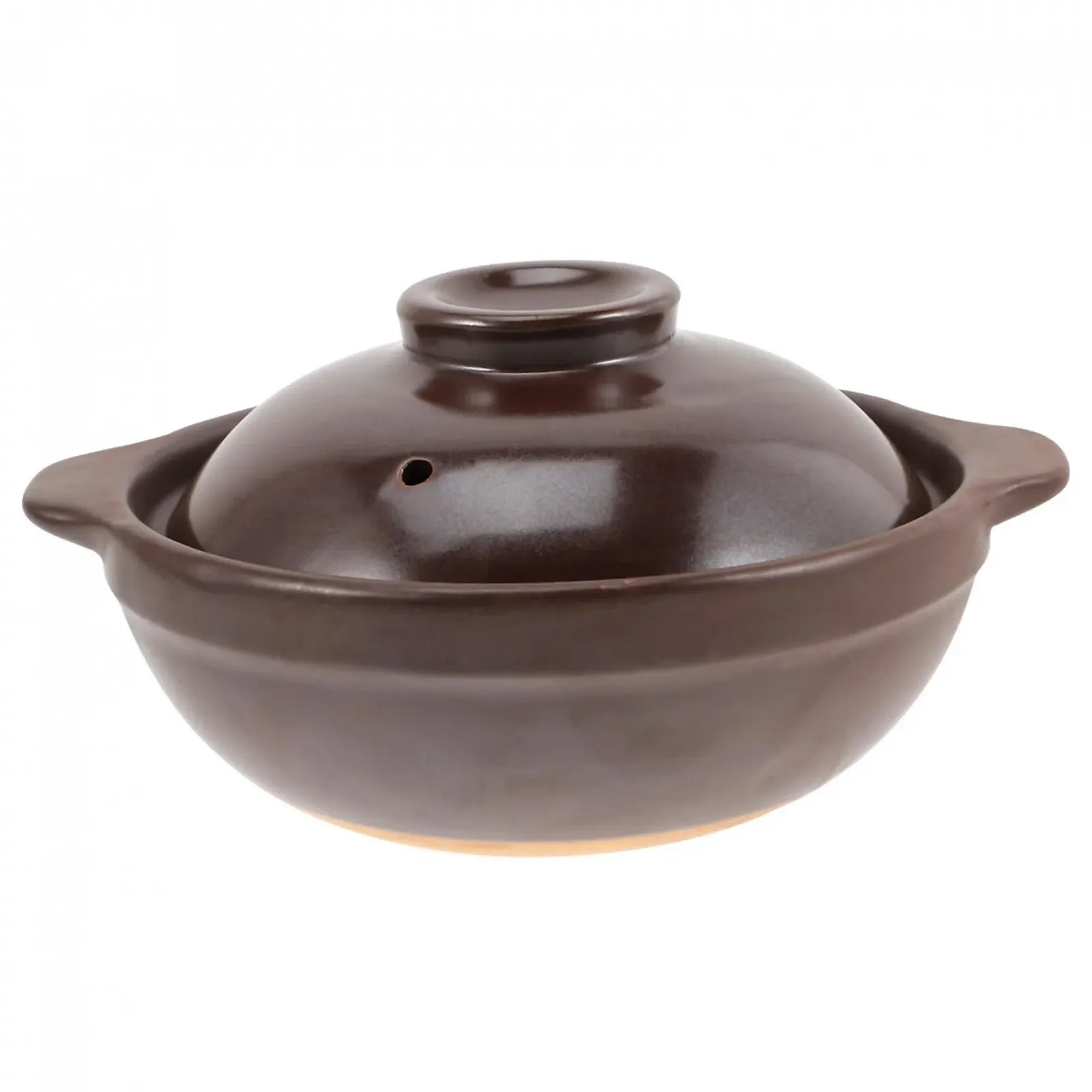 Кастрюля керамическая Gatuida Small Clay Pot С крышкой для лапши термостойкая с пароотводом Коричневая, фото №1