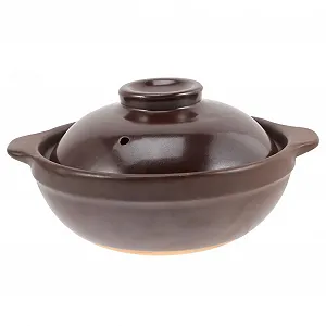 Кастрюля керамическая Gatuida Small Clay Pot С крышкой для лапши термостойкая с пароотводом Коричневая - Фото 1