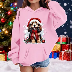 Худи Рождественский Детский с принтом, Мягкий Флисовый Топ, Уютная Зимняя Одежда synthetic.ua - Фото 1