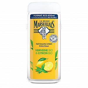 Гель для душа Le Petit Marseillais Extra Soft Verbena & Organic Lemon 650 мл увлажняющий и освежающий pH-нейтральный 92% натурального происхождения - Фото 1