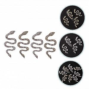 Набор насадок для ногтей в форме змеи (4 шт.) из сплава, золотые стразы для маникюра synthetic.ua - Фото 1