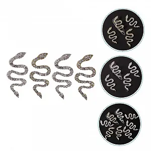 Набір насадок для нігтів у формі змії (4 шт.) зі сплаву, золоті стрази для манікюру synthetic.ua - Фото 1