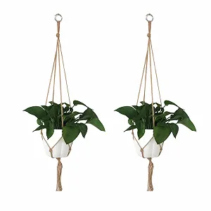 Набір підвісних кошиків WenTigDY 2 шт. макраме 122 см у стилі бохо з бавовни - Фото 1