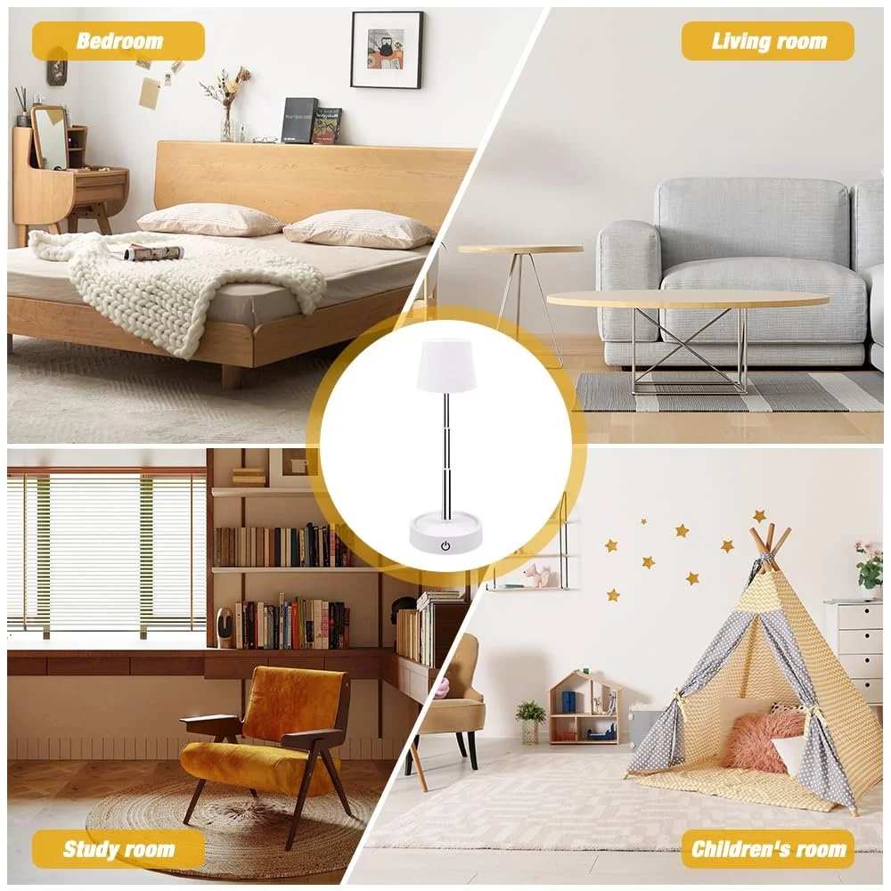 Настільна лампа LED Wireless (набір з 2 шт.) Сенсорна Акумуляторна USB Регульована висота, фото №7