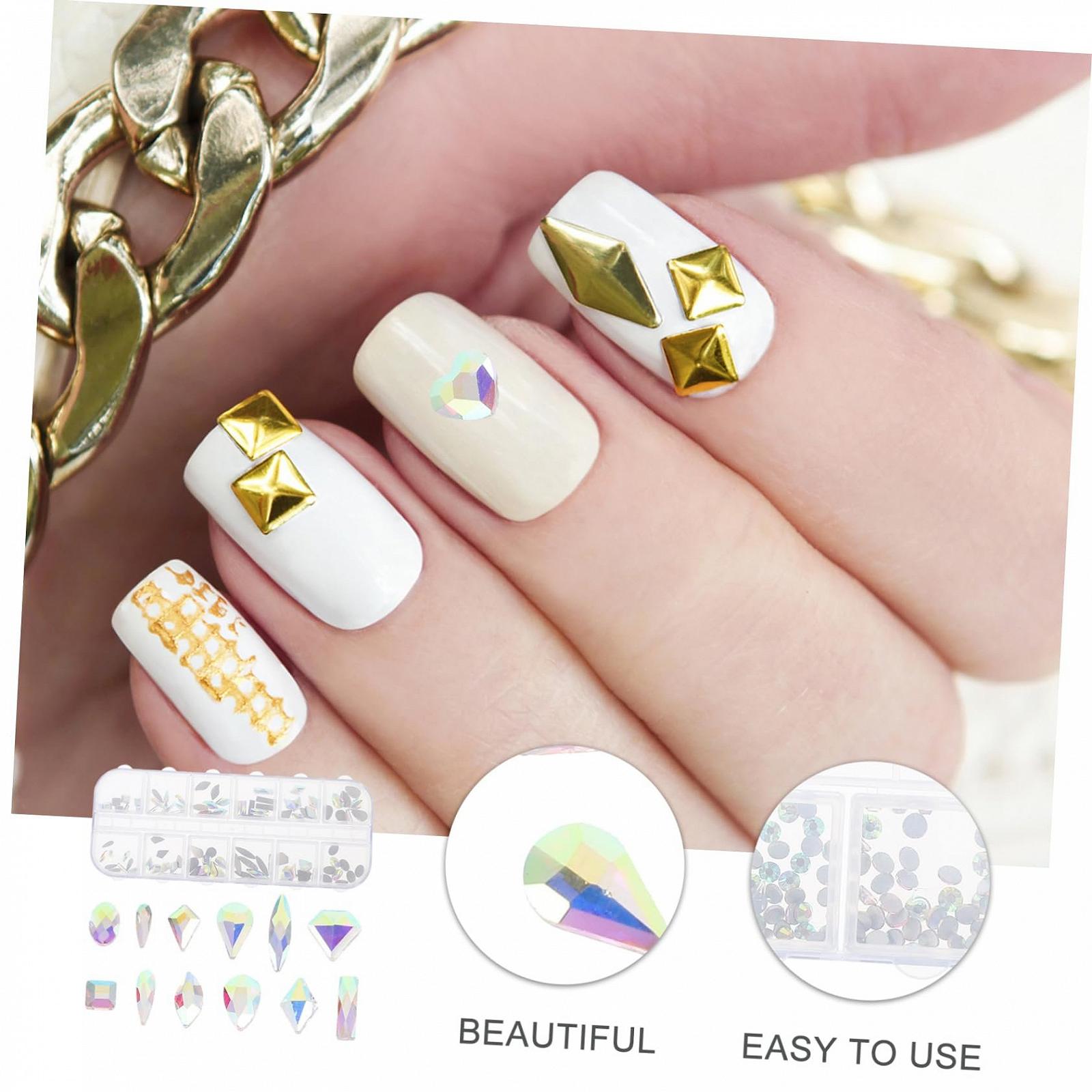 Стразы для ногтей Healeved, набор 12 отделений, плоские, для самодельного декора ногтей, блестящие камни для девушек, аксессуары для маникюра, фото №6 Стразы для ногтей Healeved, набор 12 отделений, плоские, для самодельного декора ногтей, блестящие камни для девушек, аксессуары для маникюра, фото №6