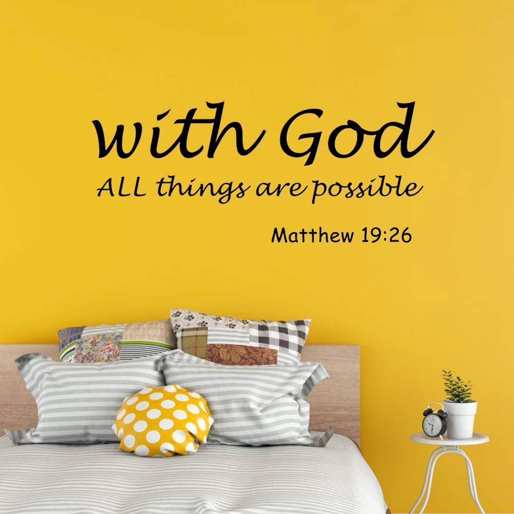 Наклейка на стіну Alvinlite With God All Things Are Possible релігійна Чорна 60 x 21 см, фото №4 Наклейка на стіну Alvinlite With God All Things Are Possible релігійна Чорна 60 x 21 см, фото №4
