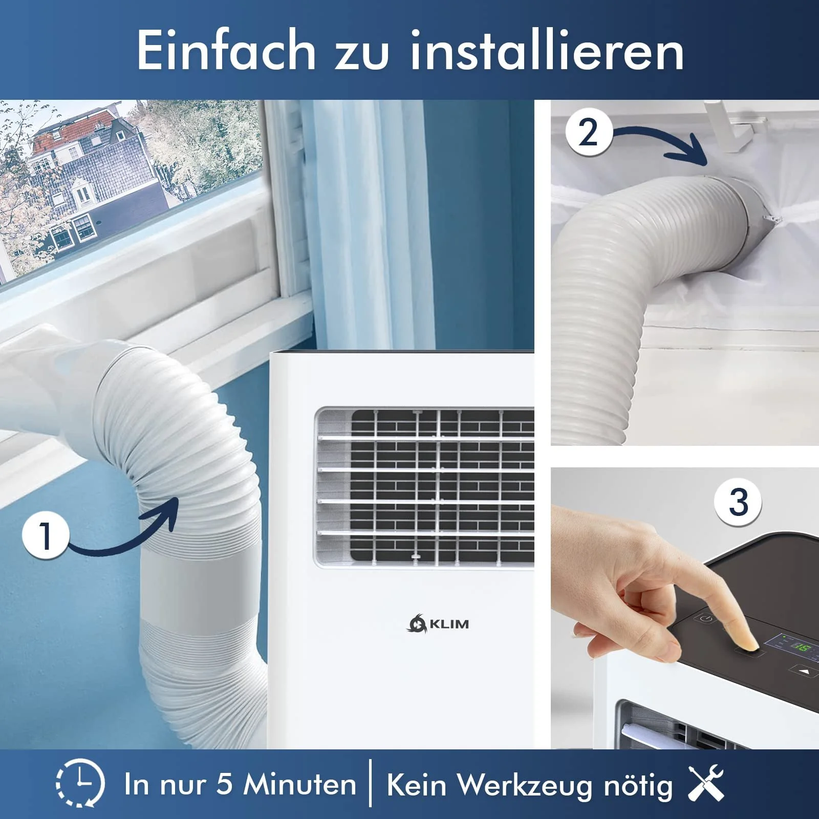 Мобільний кондиціонер KLIM K9000 3-в-1 9000 BTU з функцією осушення та дистанційним керуванням, фото №6