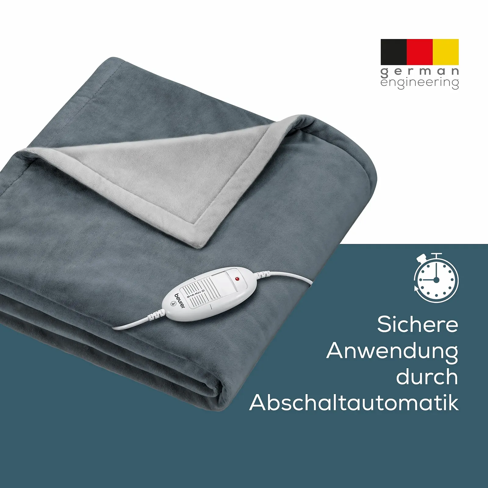 Электрическое одеяло Beurer HD 75 Темно-серый, Мягкое одеяло с подогревом, 6 температурных режимов, Машинная стирка, с автоматическим отключением и дополнительной безопасностью, Темно-серый, 180 x 130 см, фото №3 Электрическое одеяло Beurer HD 75 Темно-серый, Мягкое одеяло с подогревом, 6 температурных режимов, Машинная стирка, с автоматическим отключением и дополнительной безопасностью, Темно-серый, 180 x 130 см, фото №3