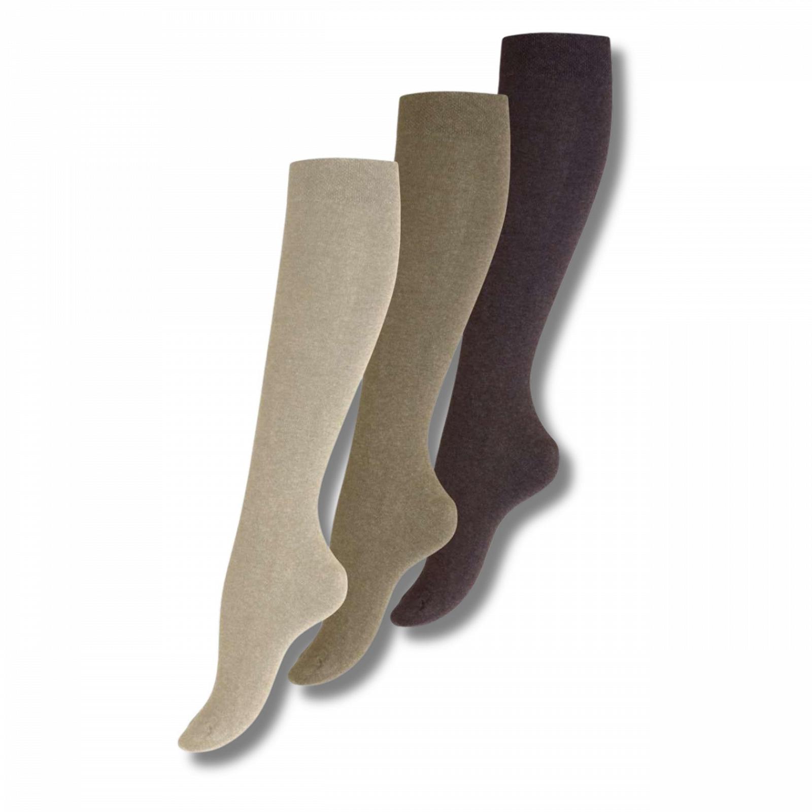 Женские однотонные хлопковые бесшовные длинные носки до колена с комфортными манжетами, фото №1