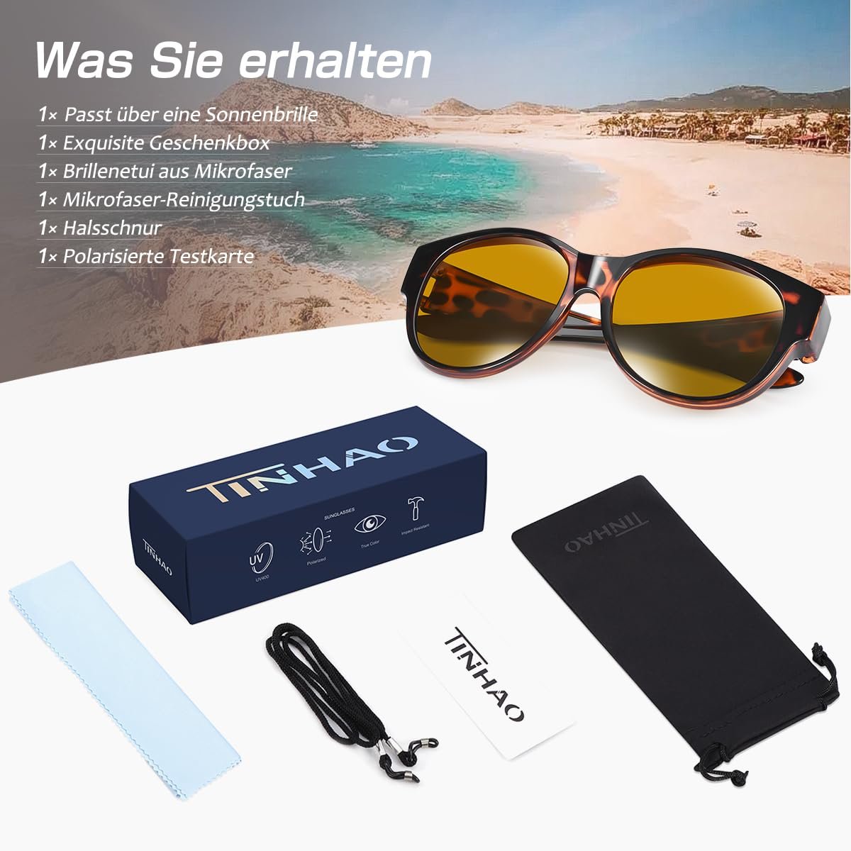 Поляризовані сонцезахисні окуляри для носіння поверх окулярів TINHAO, фото №7 Поляризовані сонцезахисні окуляри для носіння поверх окулярів TINHAO, фото №7