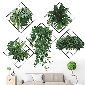 Наклейка на стіну Plants Green 3D PVC Набір 6 шт. - Фото 1