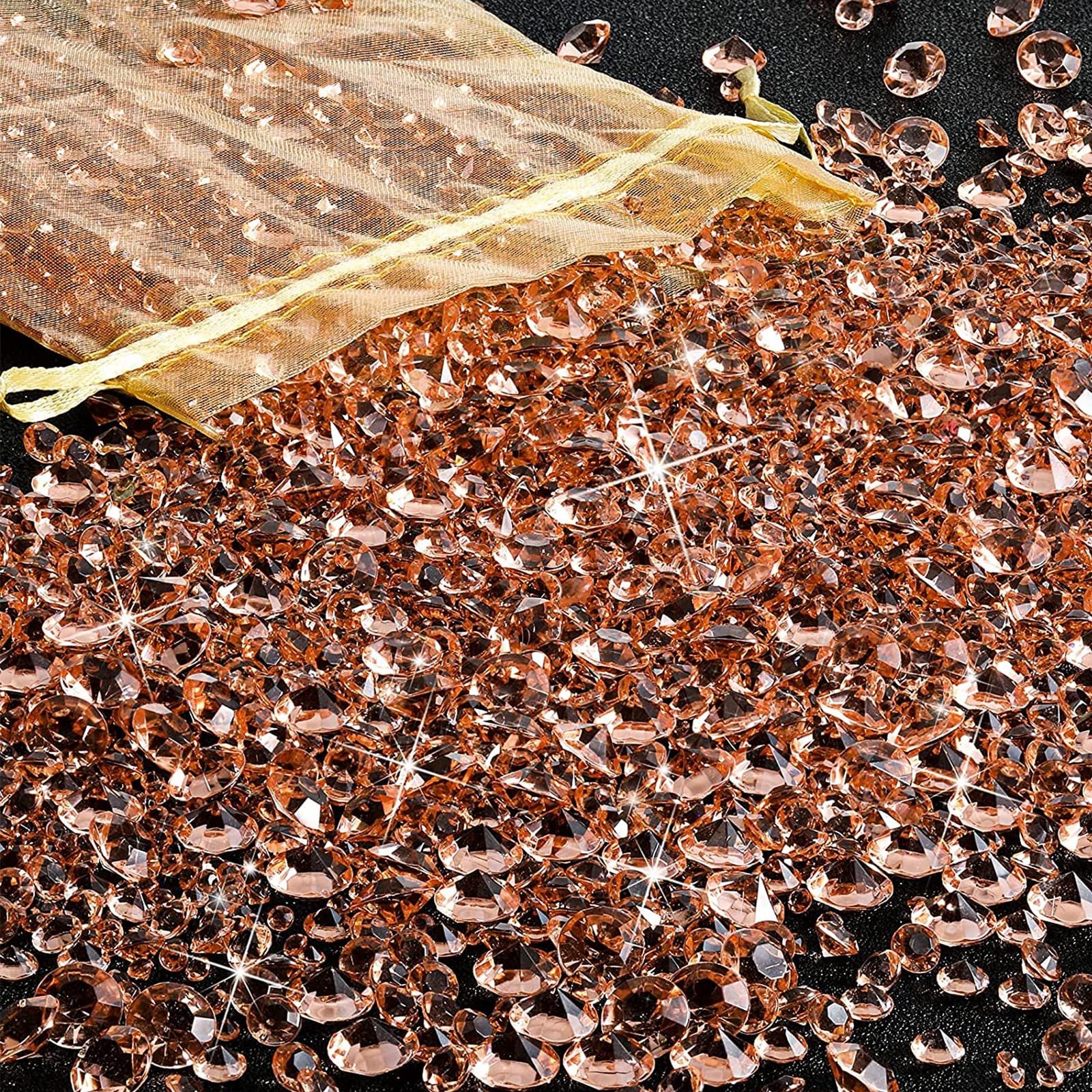 Стразы Акриловые кристаллы с острой основой 3 размеров 4000 шт. для свадебного декора, маникюра, заполнения косметички, украшения макияжа, декорирования рабочего стола (розовое золото), фото №1