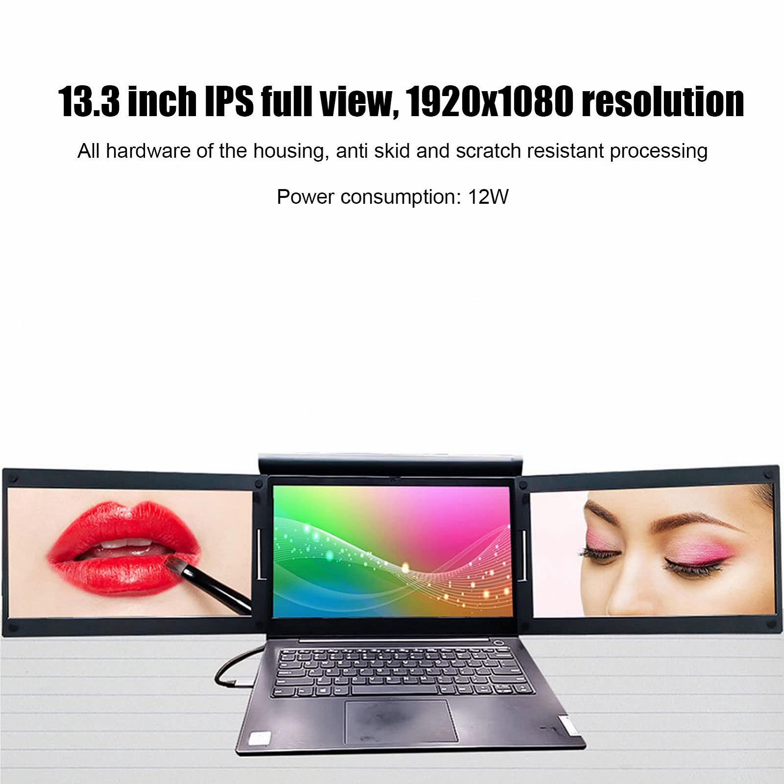 Монитор Lazmin112 X50 13.3 дюйма IPS Full Screen Dual Laptop Screen с разрешением 1920 x 1080 HD Портативный Dual Extender Screen, фото №5