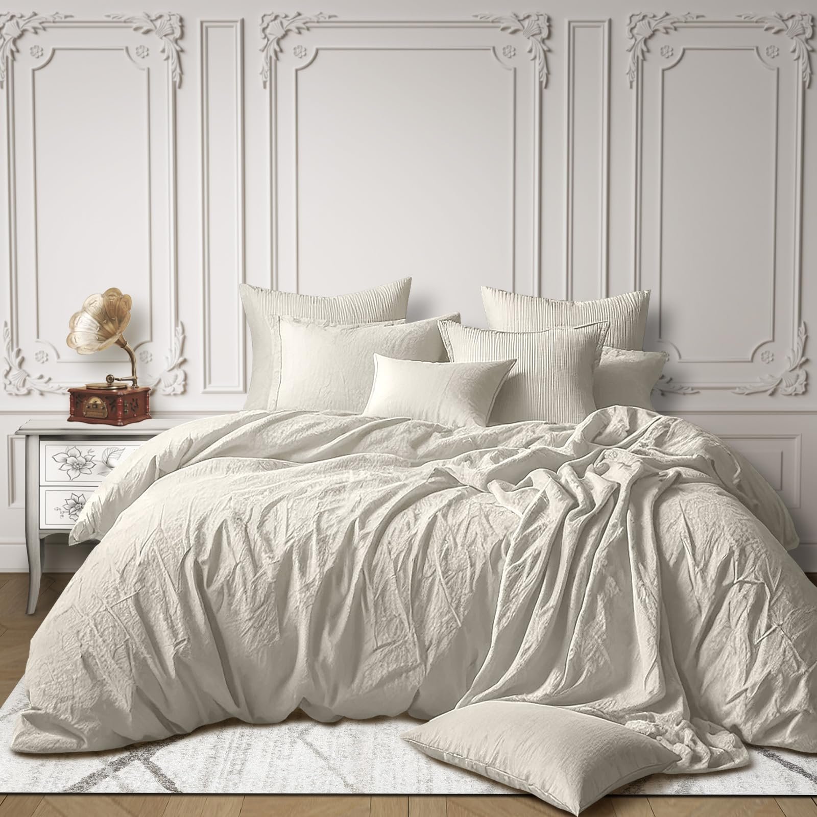 Постільна білизна DerF HOME Muslin, сіра, 135 x 200 см підодіяльник + 80 x 80 см наволочка, 100% бавовна, м'яка та приємна для шкіри для спокійного сну, фото №1