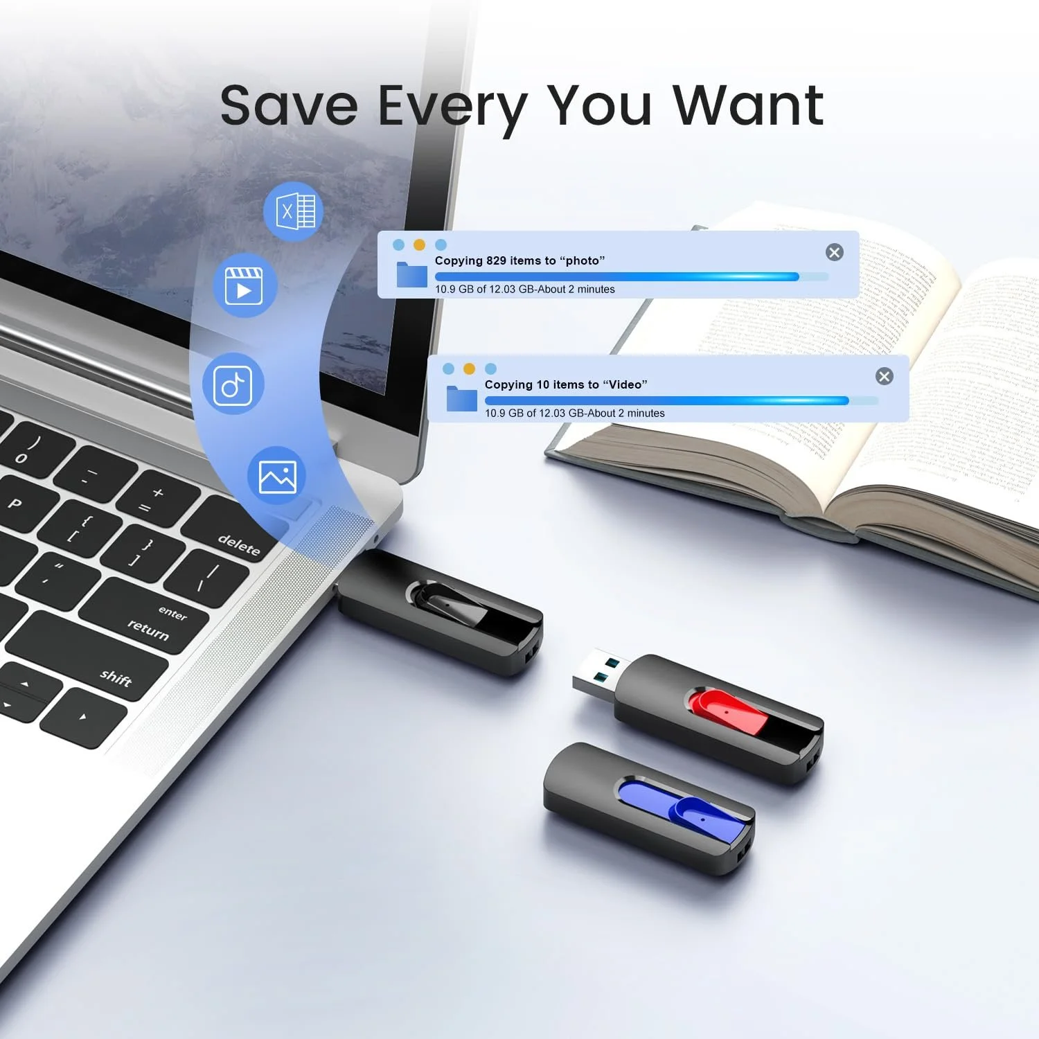 USB-накопичувачі Vansuny 64 GB USB 3.0 3 шт. Висувні, фото №3