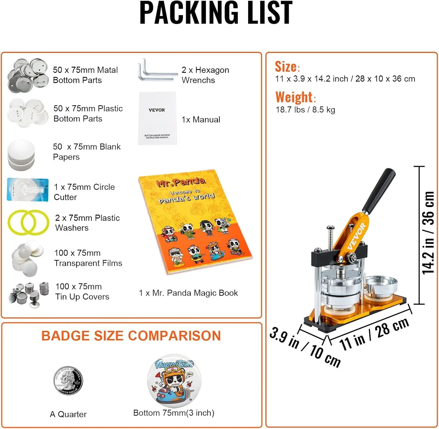 Пресс для изготовления значков VEVOR JS-75-GD-01 Orange, фото №7 Пресс для изготовления значков VEVOR JS-75-GD-01 Orange, фото №7