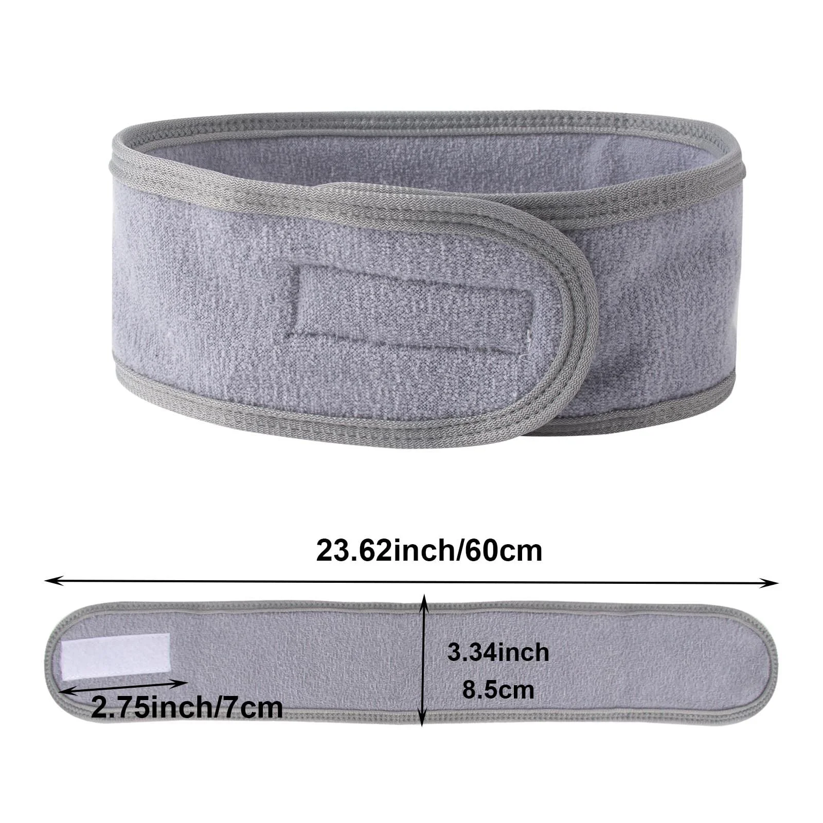 Пов'язка на голову Сіра для макіяжу, для вмивання обличчя, косметична, фото №2