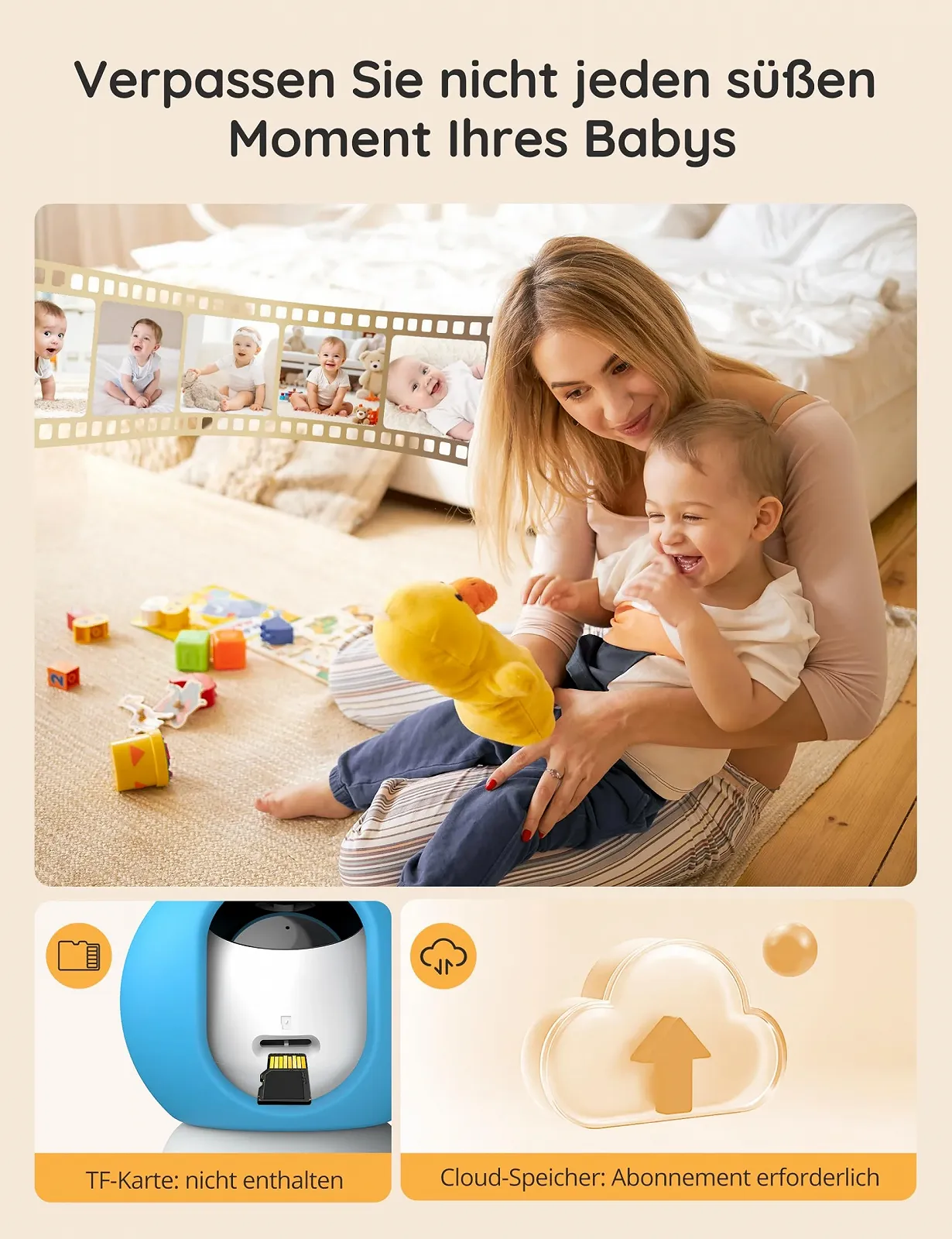 Відеоняня JolyWell 5 дюймів IPS Display Ultra HD Night Vision Movement/Crying Alarm Temperature Humidity Night Lights, фото №6 Відеоняня JolyWell 5 дюймів IPS Display Ultra HD Night Vision Movement/Crying Alarm Temperature Humidity Night Lights, фото №6