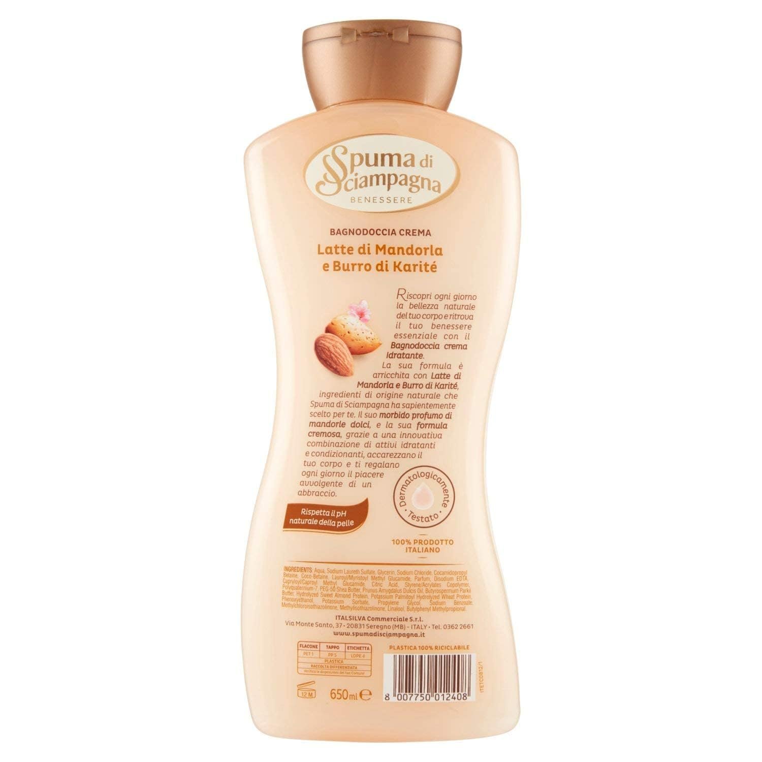 Гель для душу Spuma di Sciampagna Bagnodoccia Crema Idratante Almond Milk and Shea Butter 12х 650 мл, фото №1