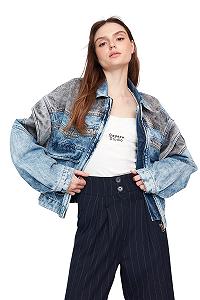 Джинсовая куртка оверсайз TRENDYOL Базовая однотонная - Фото 1