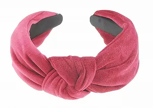 Обруч на голову велюровый Glamour Girlz широкий с узлом для девушек и женщин, бордовый - Фото 1