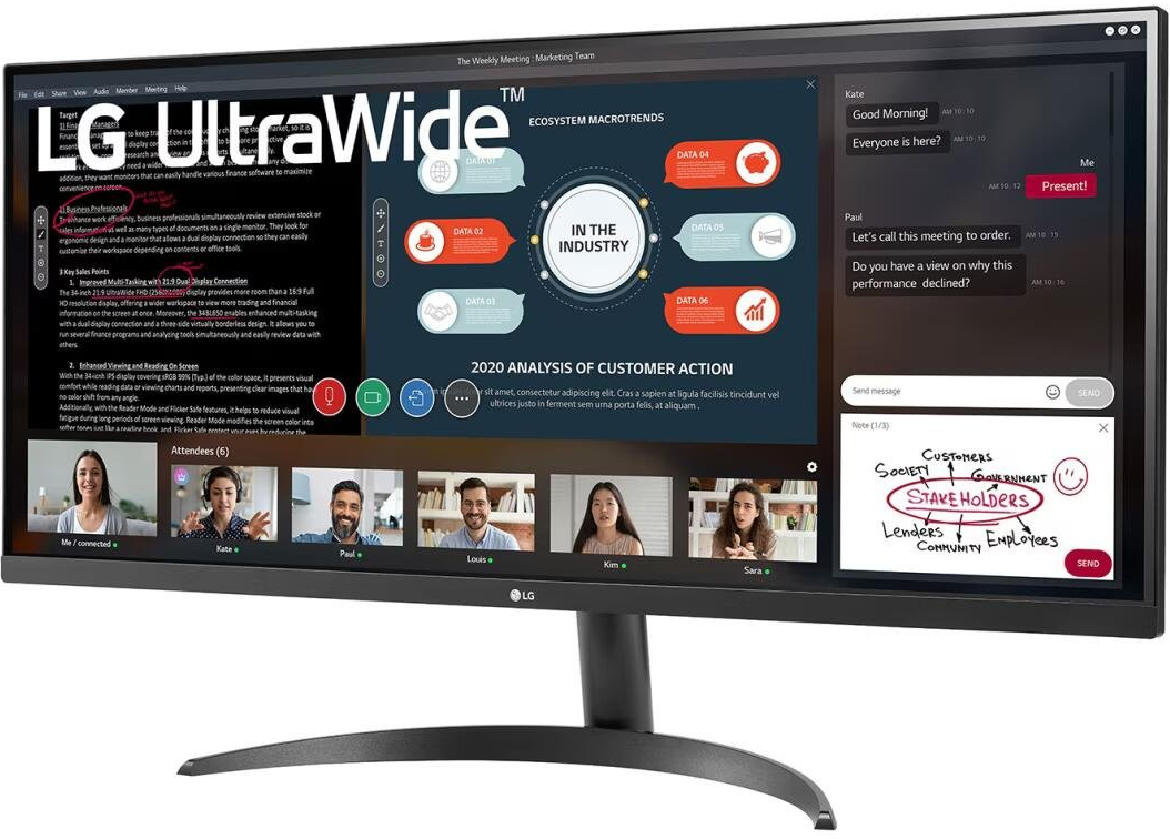 Монітор 34" LG UltraWide 34WP500 Full HD IPS 75 Гц, фото №2