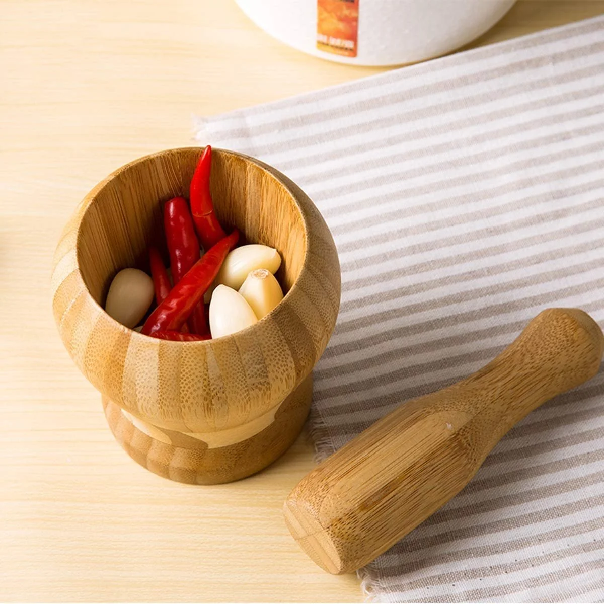 Ступка з товкачиком NATURAL LIGHTWEIGHT Ефективне подрібнення та розтирання спецій, імбиру та часнику Міцна, Легко миється, фото №2