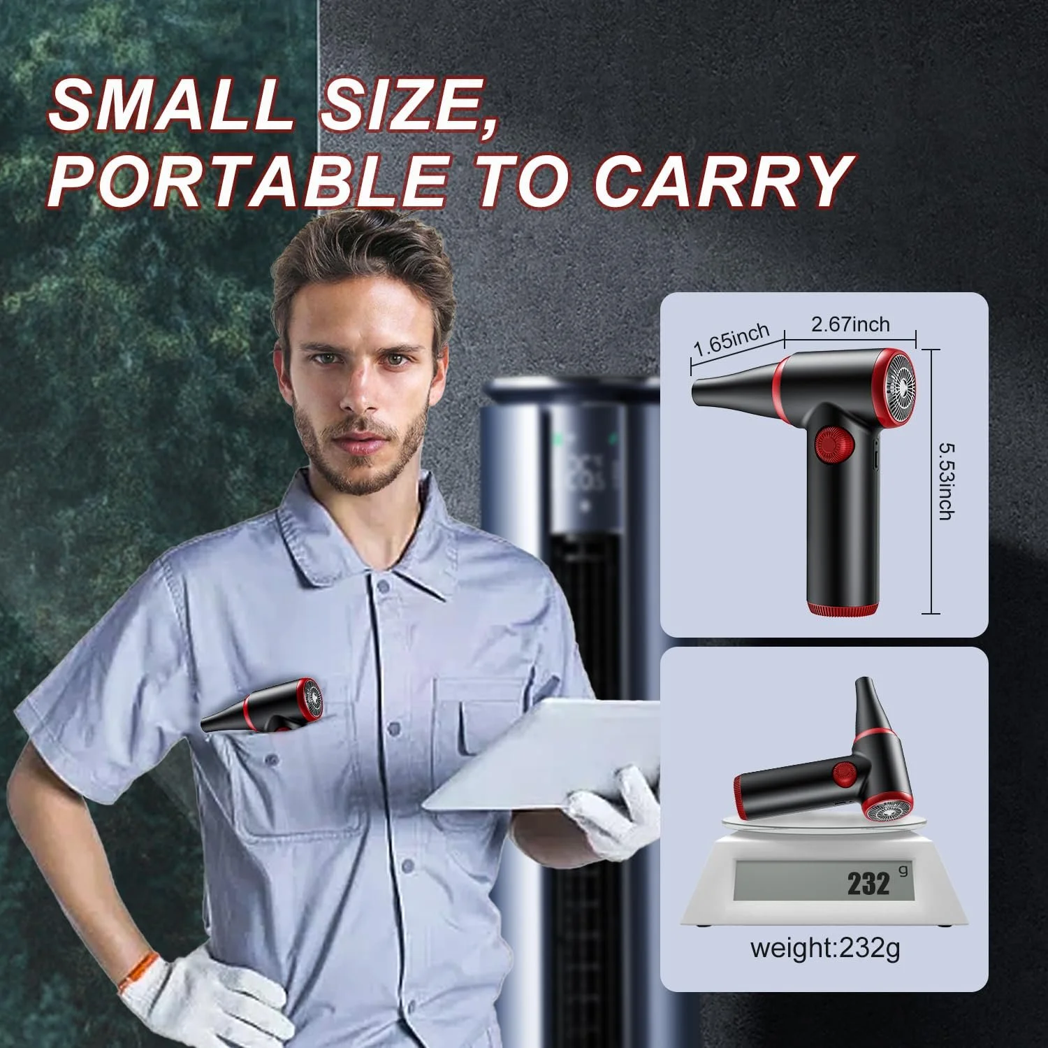 Электрическая воздуходувка ATEngeus 100,500 RPM Регулировка скорости LED-подсветка, фото №5 Электрическая воздуходувка ATEngeus 100,500 RPM Регулировка скорости LED-подсветка, фото №5