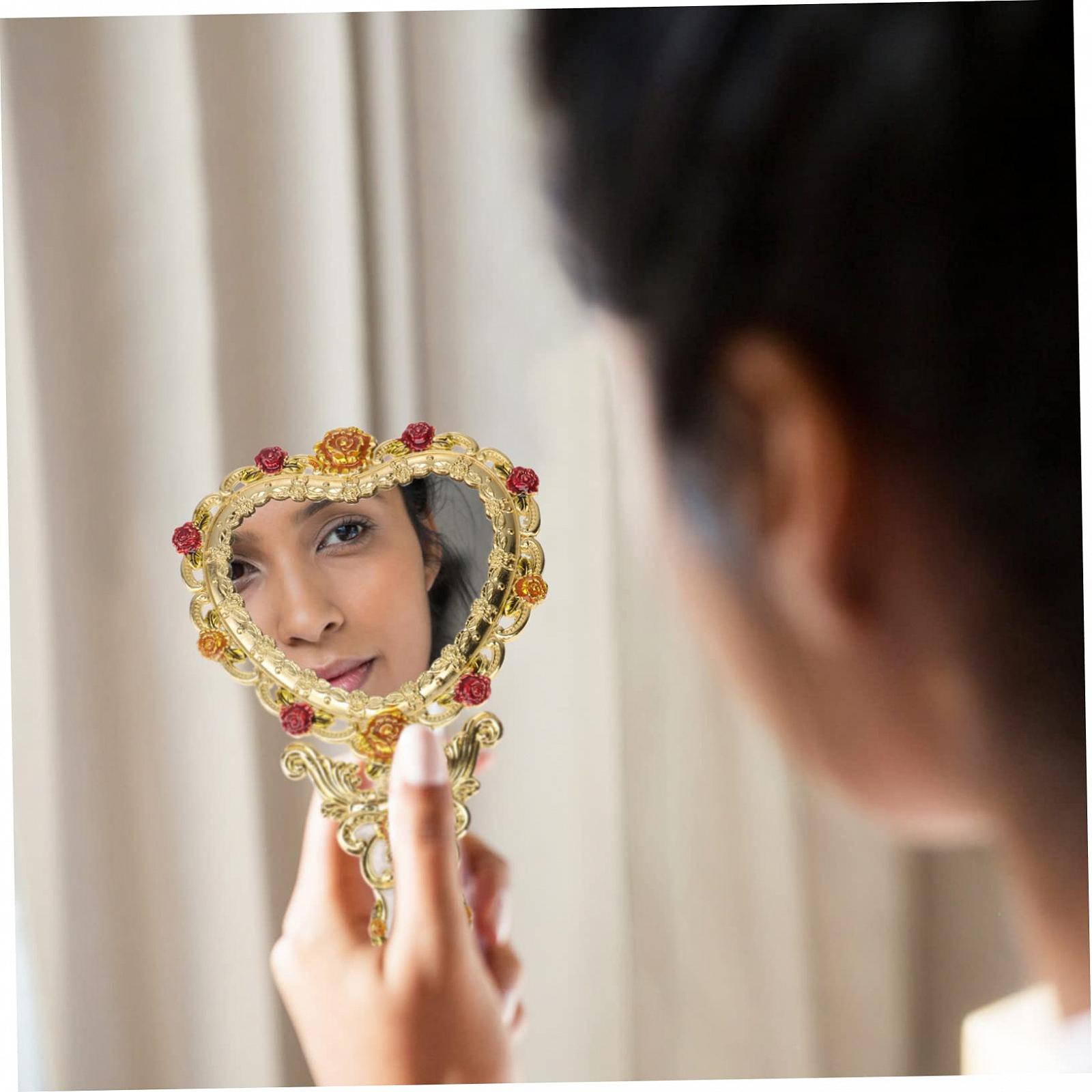 Зеркало Angoily 3 STK Schminkspiegel настольное ручное с комодом стиль европейского дворца декоративное сплав, фото №2