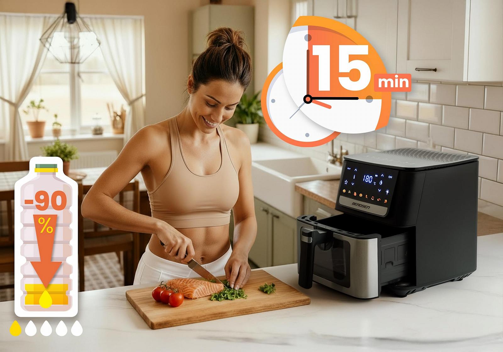 Мультипіч Berdsen XL 6.5 л 1700 Вт 8 програм з оглядовим вікном та сенсорним дисплеєм, фото №6