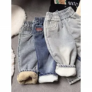 3 кольори! теплі джинси на хутрі для хлопчика від 80 до 140 см - Фото 1