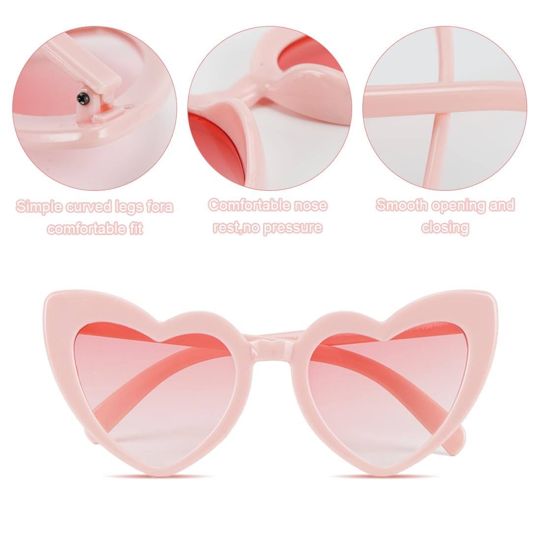 Сонцезахисні окуляри у формі серця Meleager, окуляри у формі серця для нареченої, 7 пар сонцезахисних окулярів, весільні, окуляри для дівич-вечора, ретро, весільні аксесуари, подарунок для подружки нареченої Білий + Рожевий, фото №3