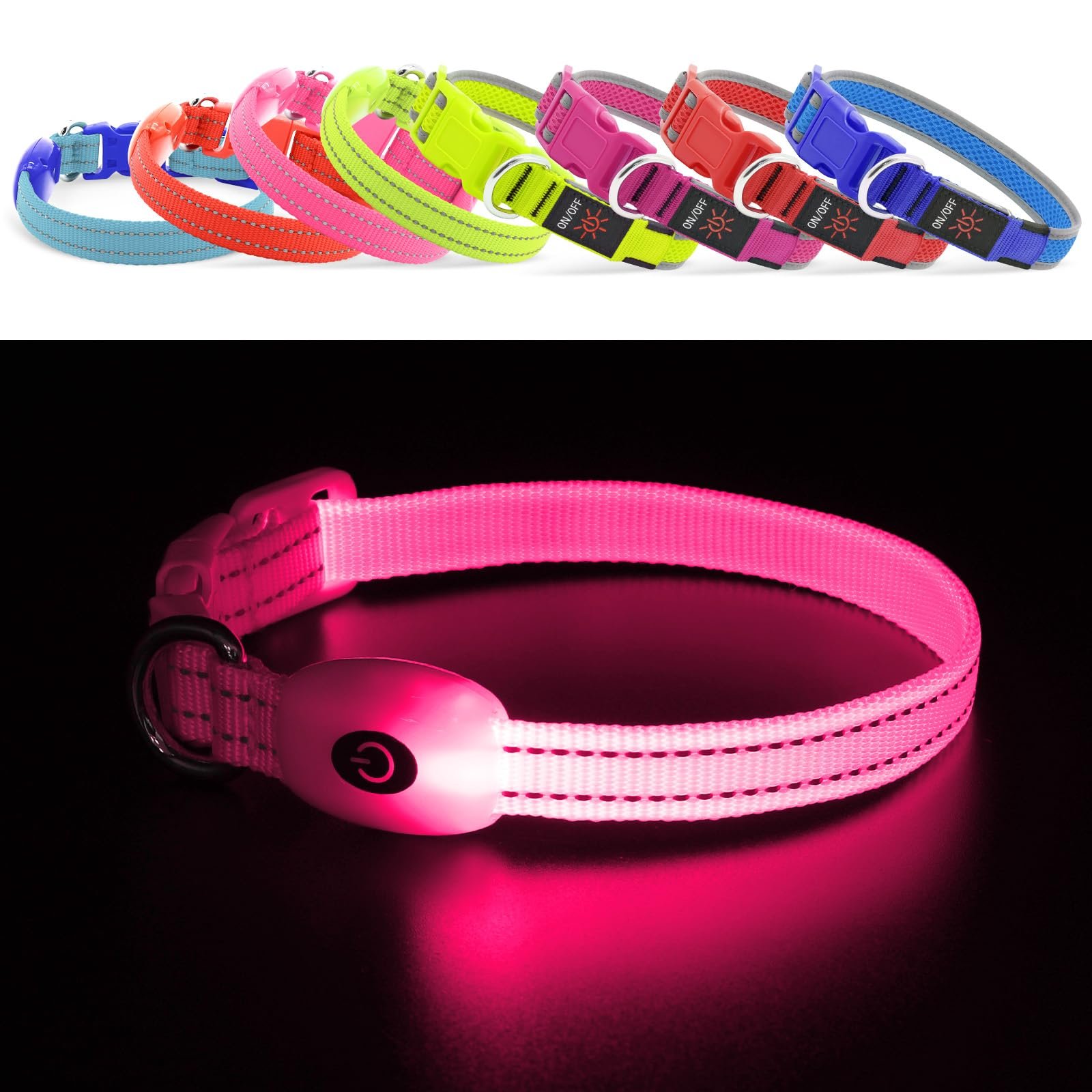 Ошейник светодиодный YFbrite LED Rechargeable Reflective Pink XS, фото №8 Ошейник светодиодный YFbrite LED Rechargeable Reflective Pink XS, фото №8