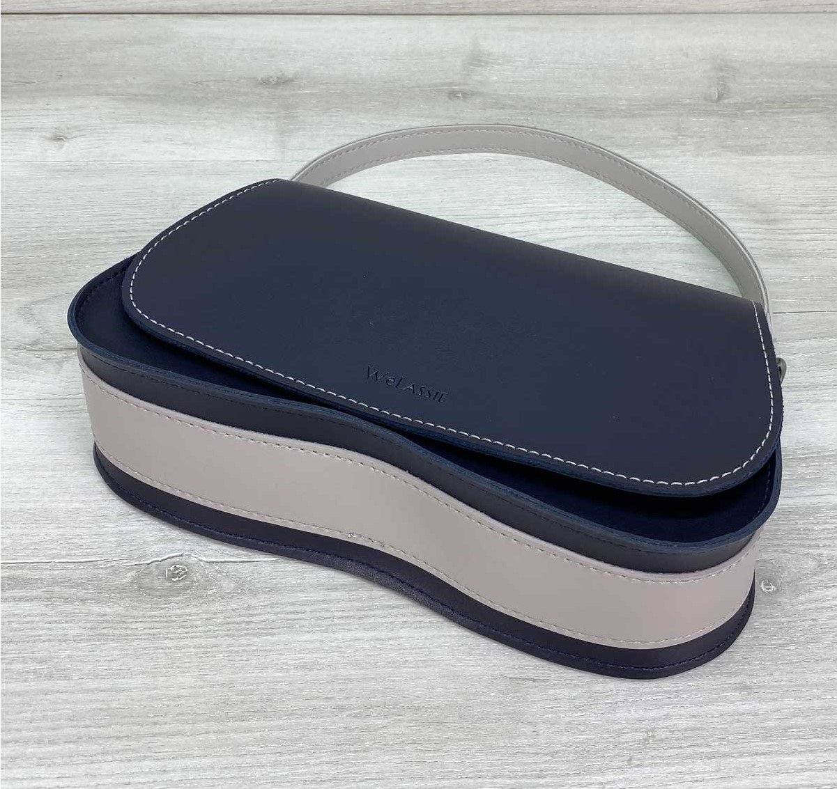 Жіноча сумка синя з коротким і довгим ременем, через плече, фото №5