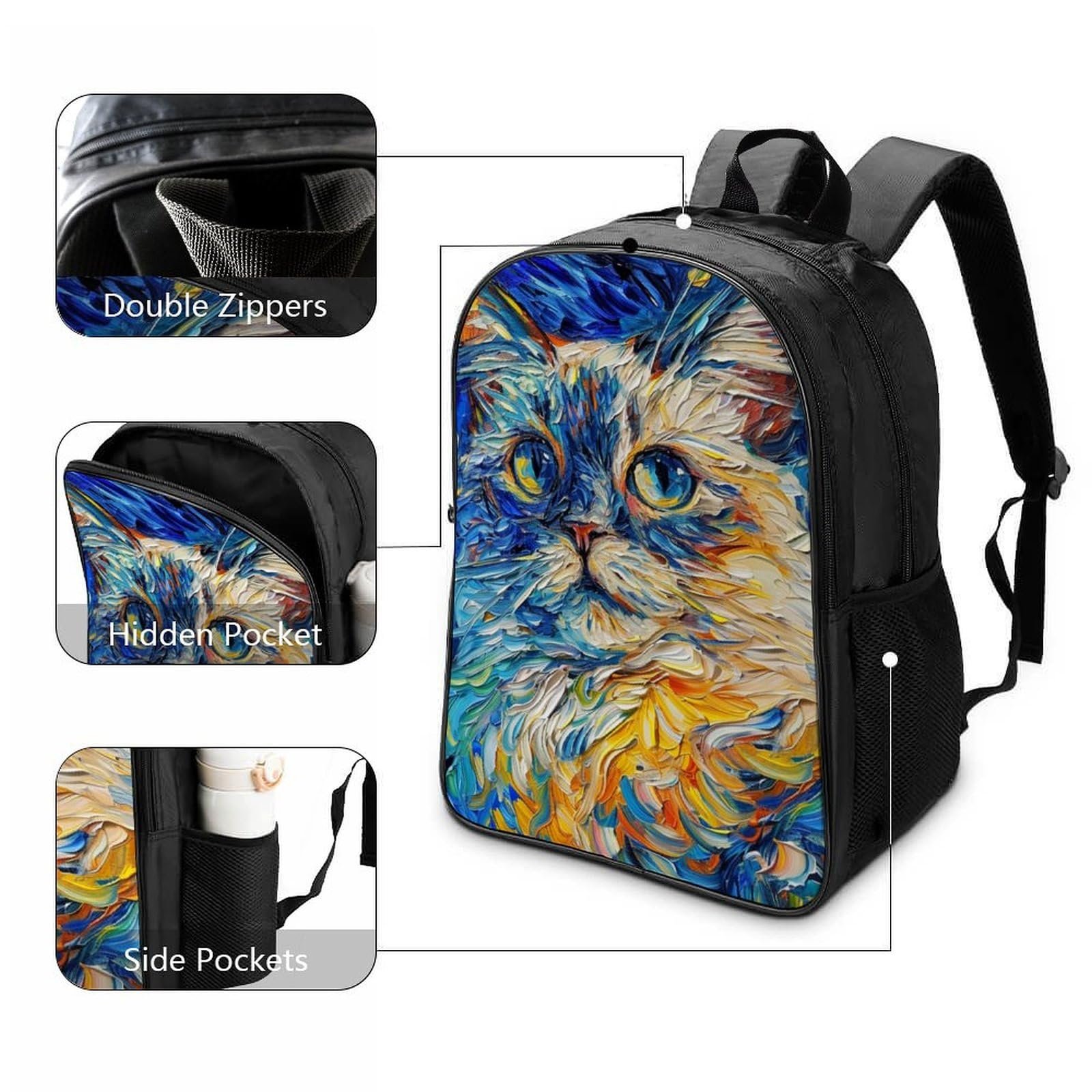 Рюкзак DPEOANEBN Cat 3D для детей, школьный, 40x28x16 см, фото №3
