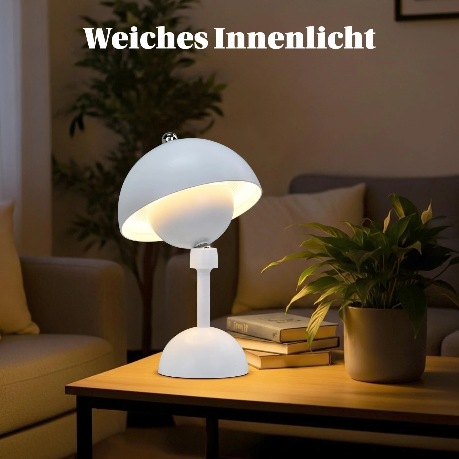 Настільна лампа Rosnek Mushroom Wireless LED 360° Magnetic Swivel 5000 mAh 3 Colours White, фото №7