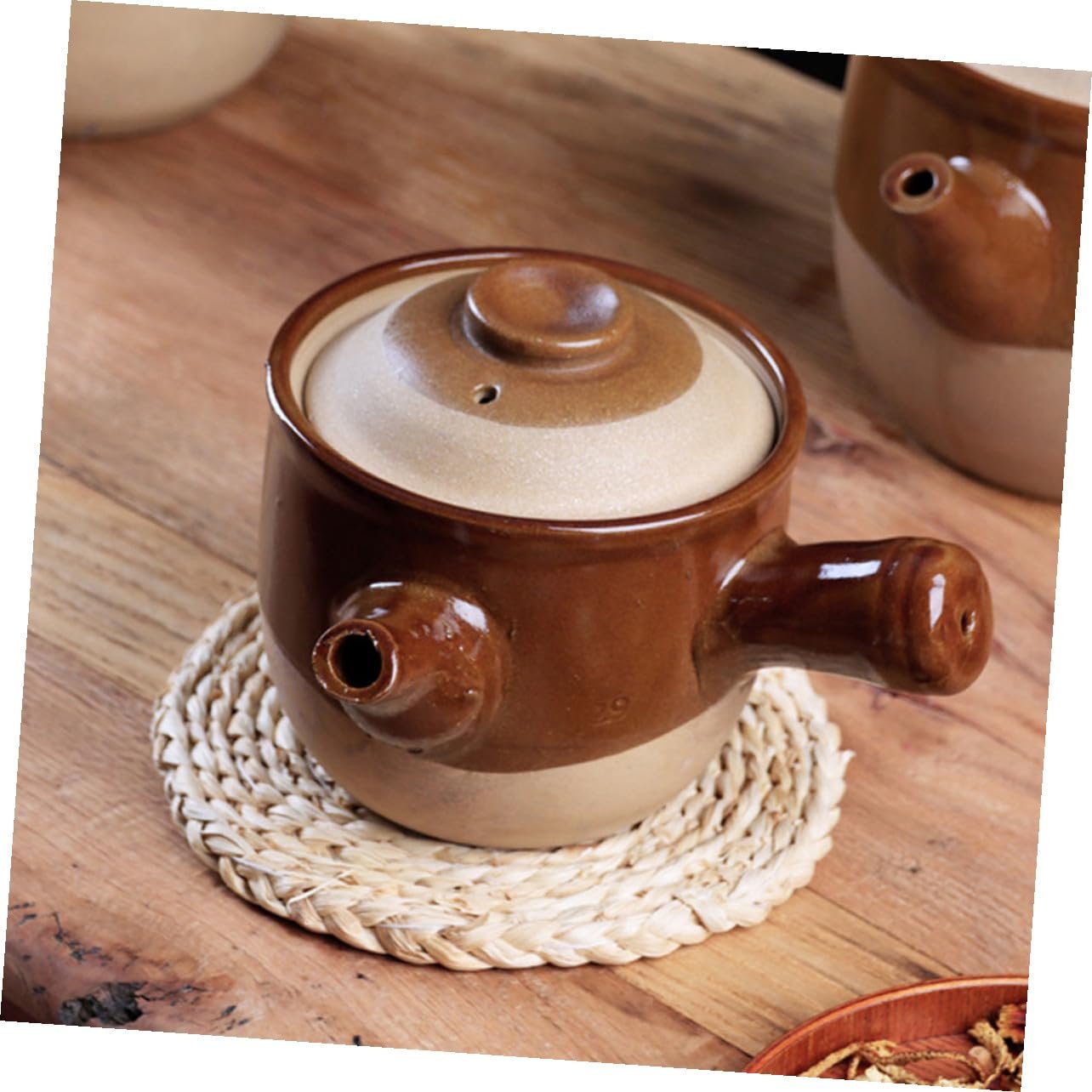 Горщик для тушкування керамічний з кришкою китайський, фото №6