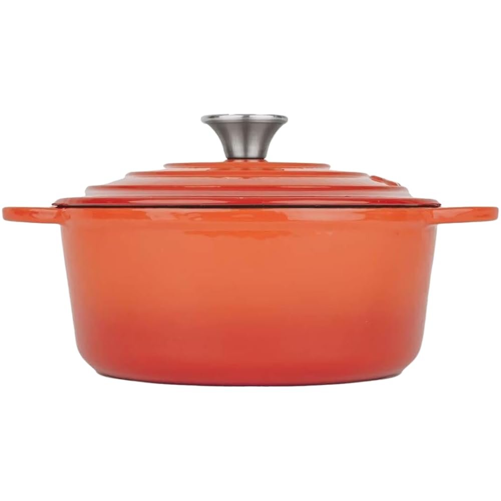 Кокот Чугунный эмалированный круглый 22 x 10.5 см 3.35 л Оранжевый, фото №1