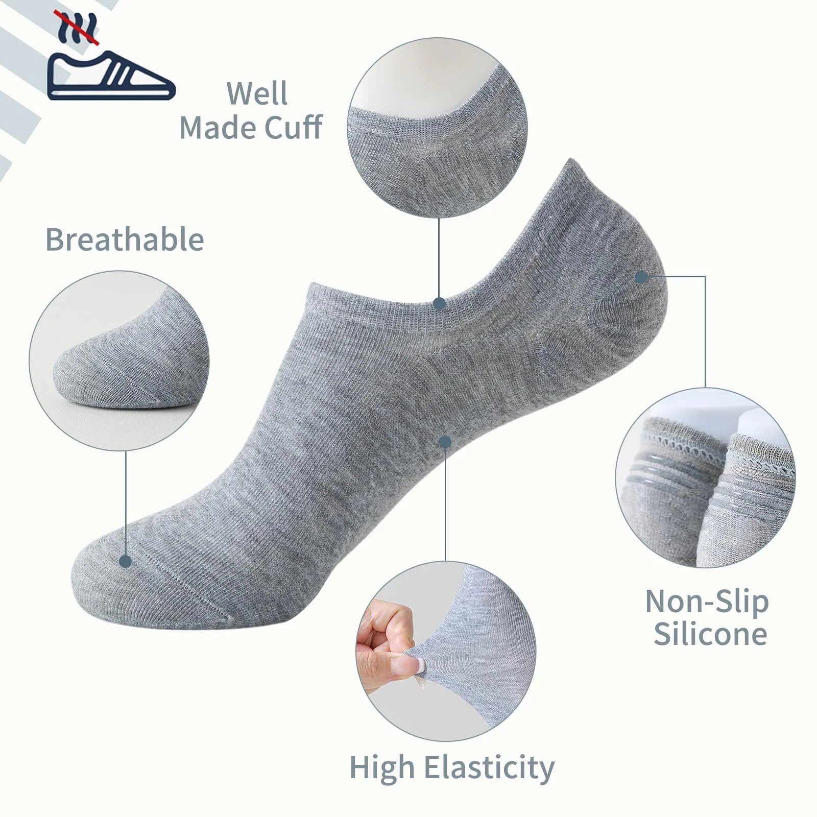 Шкарпетки Caudblor, 12 пар, чоловічі та жіночі, невидимі, розмір 36-39, 39-42, фото №4 Шкарпетки Caudblor, 12 пар, чоловічі та жіночі, невидимі, розмір 36-39, 39-42, фото №4