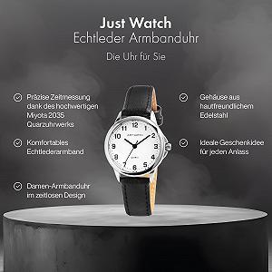 Женские часы Just Watch Brigitt JW10169, аналоговые, кварцевые, классические, элегантные, натуральная кожа synthetic.ua - Фото 1
