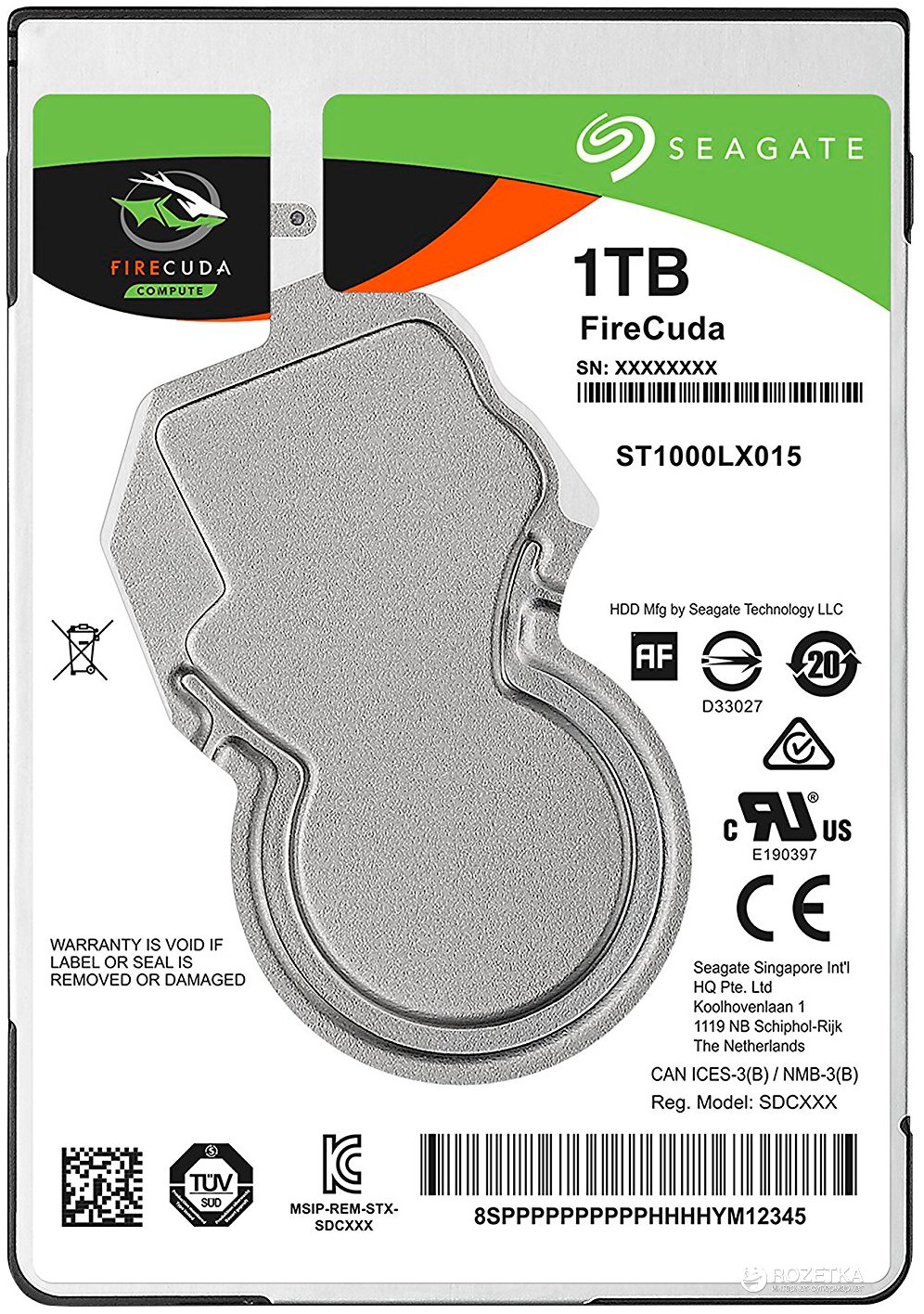 Гибридный жесткий диск Seagate FireCuda 1ТБ 5400об/м 140 МБ/с 2.5" SATA III (ST1000LX015), фото №2