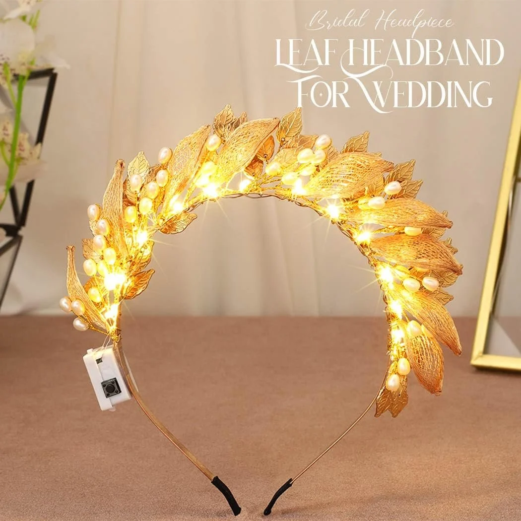 Обруч Золотистий Листя Весільний Головний Убір, фото №2