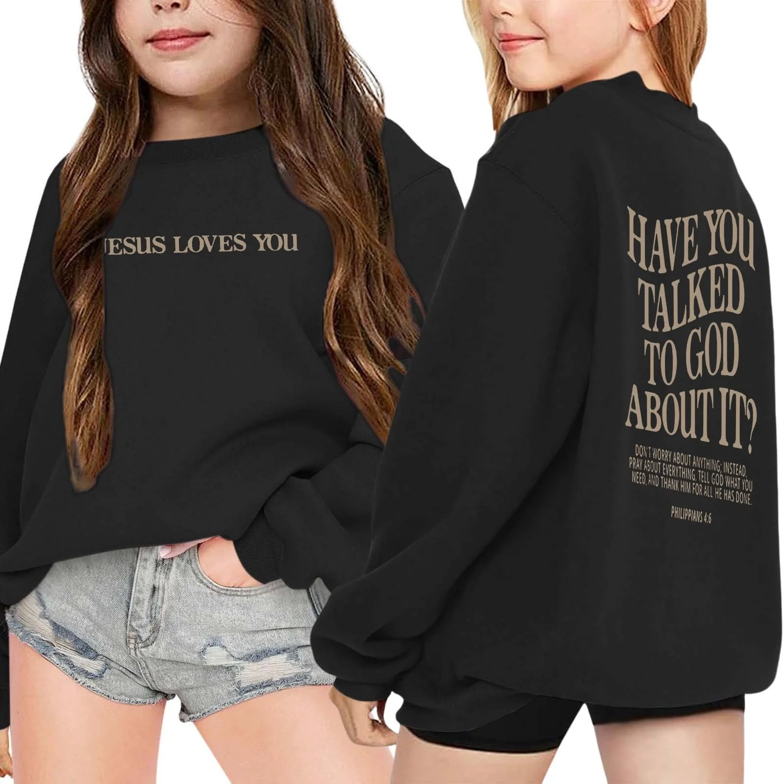 Пуловер для девочки, размер 122, Толстовки и свитшоты для девочек, повседневная зимняя одежда, пуловер с круглым вырезом для детей в возрасте от 3 до 14 лет, мягкий, удобный, для повседневной носки, фото №3