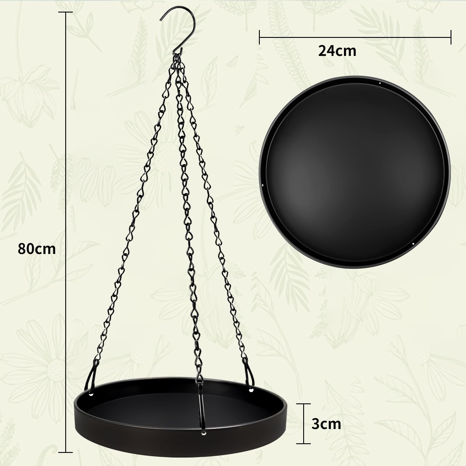 Підвісні кашпо Набір 2 шт Металеві З ланцюгом Чорні, фото №4